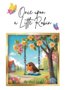 once upon a little robin book cover with illustration of a robin on a child's swing