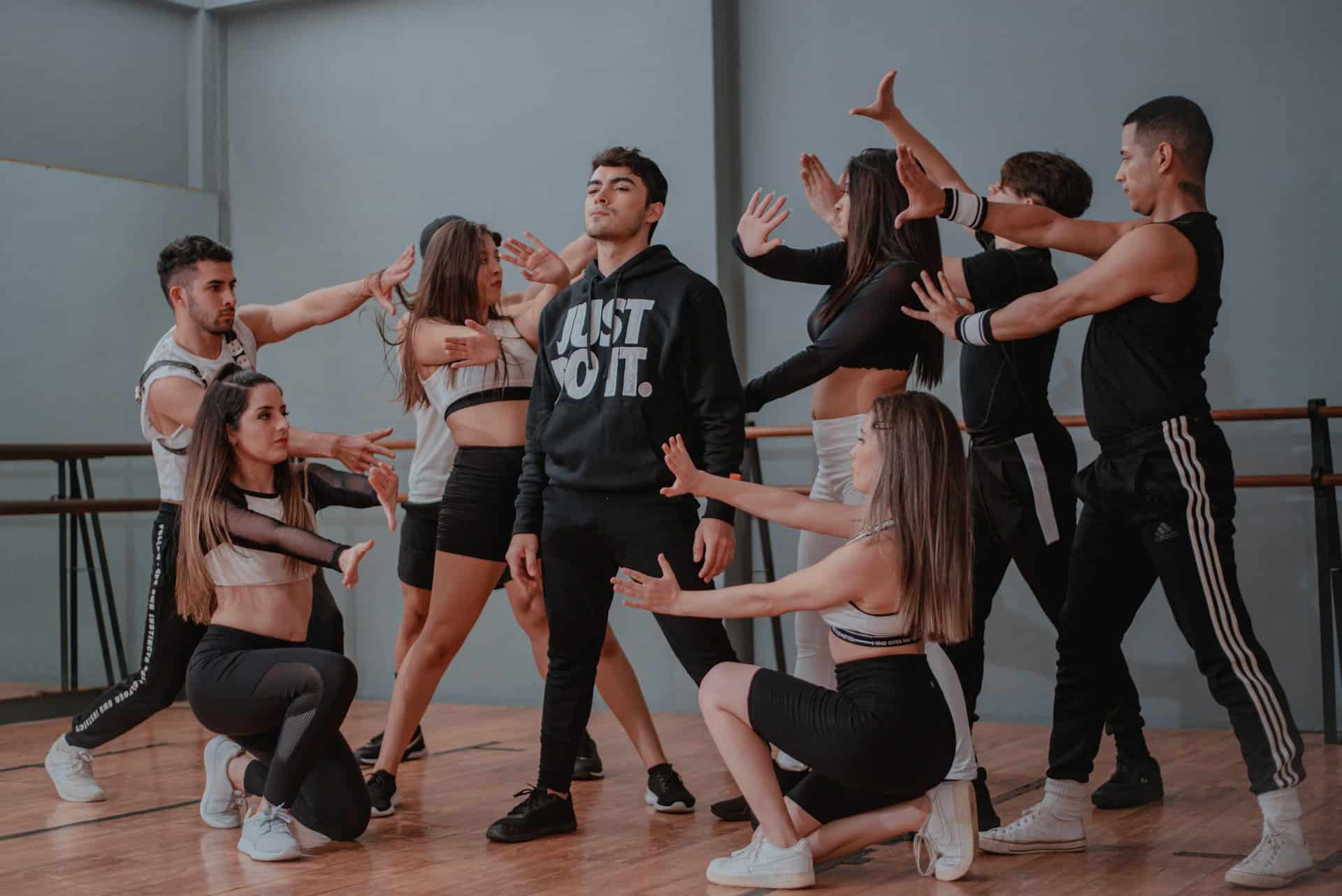 A group of young dancers rehearsing