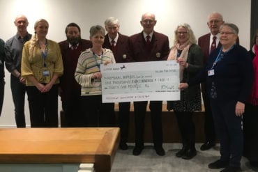 giant cheque Presentation to Admiral nurses at Quay Arts