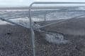 Fenced off area where ammonia is being discharged on ryde beach