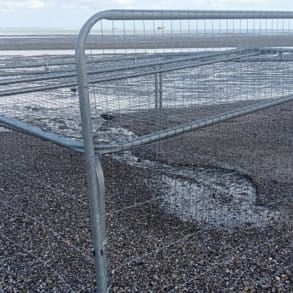 Fenced off area where ammonia is being discharged on ryde beach