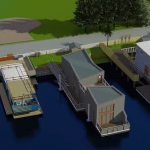 Render of the proposed houseboat