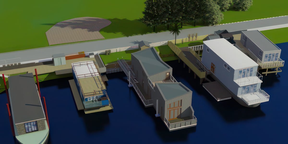 Render of the proposed houseboat