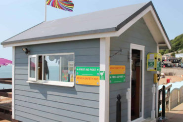 The beach safety hut on Ventnor Beach