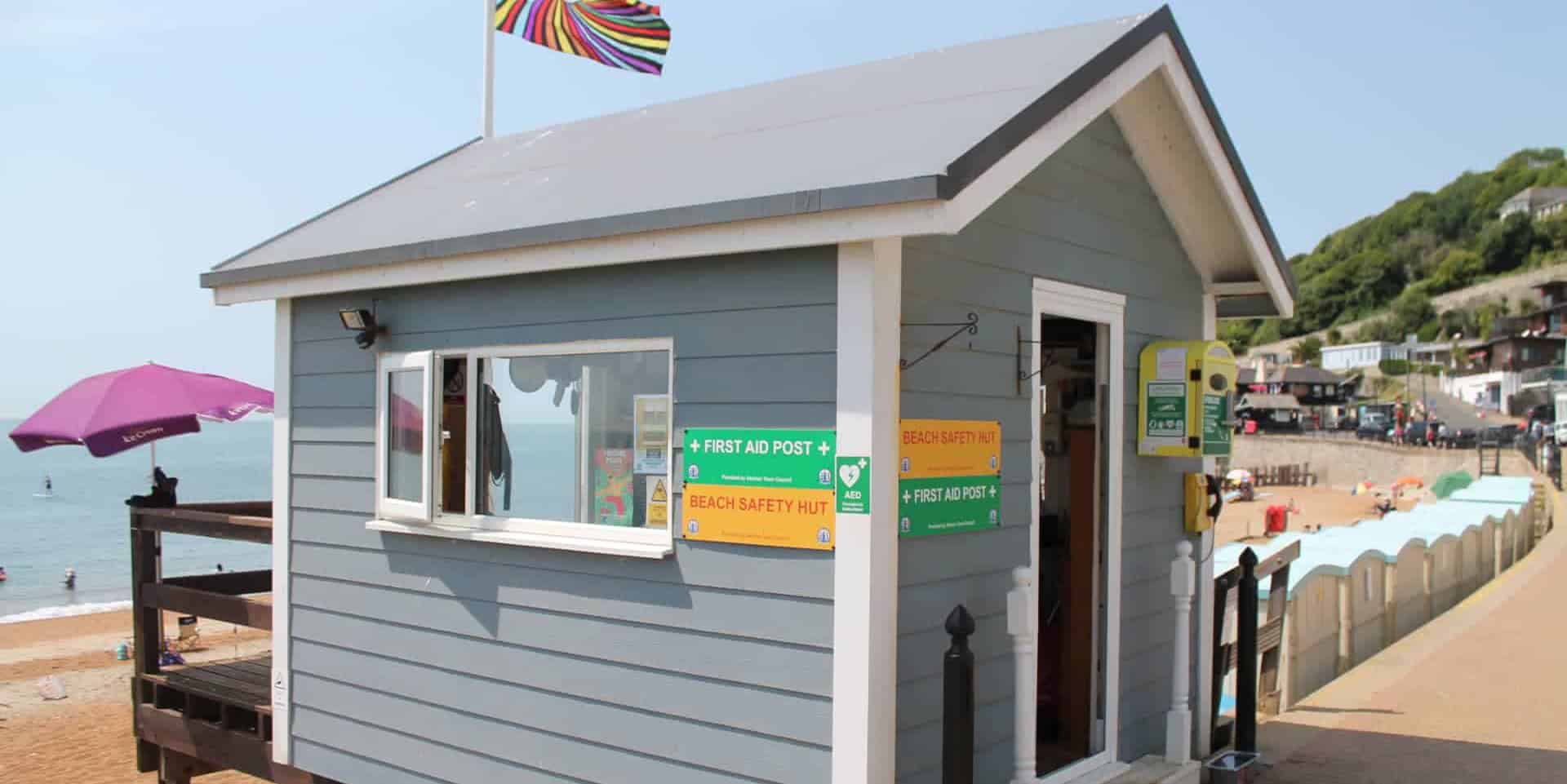 The beach safety hut on Ventnor Beach