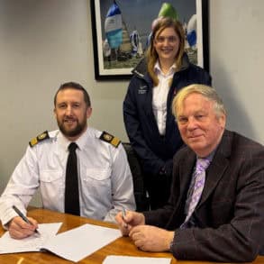 Capt Jon Kidd, Harbour Master, Jennie Smith, Deputy Harbour Master, Nigel Hope RD MNM FNI RNR & Director of Maritime Training at Trinity House