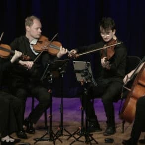 Fibonacci string quartet performing on stage