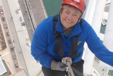 Jan Brookes abseiling down the Spinnaker Tower