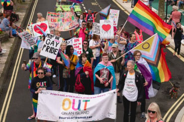 Out On An Island group marching IW Pride 2023