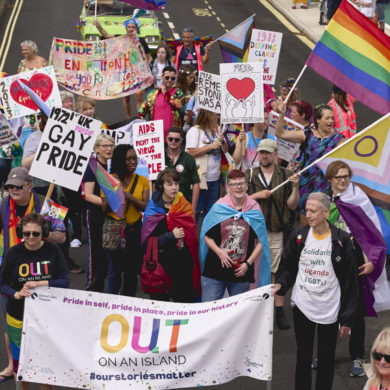 Out On An Island group marching IW Pride 2023