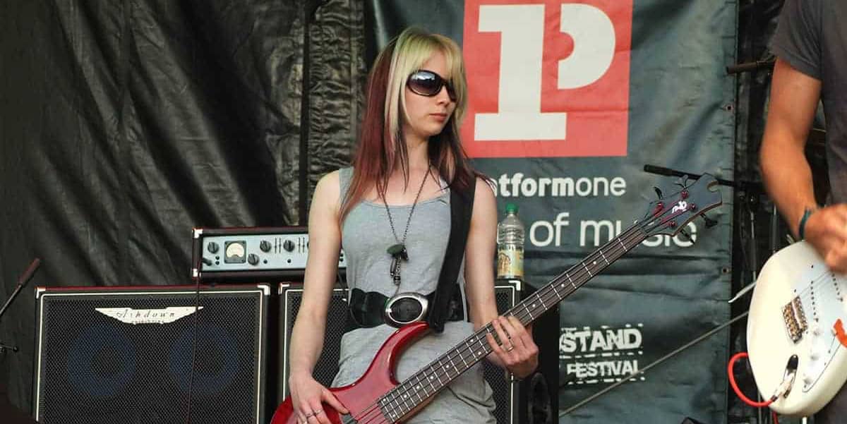 Lauren on Bass at Isle of Wight festival, Platform One stage