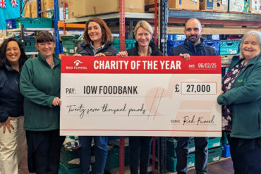 Customer Services Manager Sandra Whatley, IOW Foodbank Operations Director Lisa Matthews, Marketing Manager Emma Harris, CEO Fran Collins, Head of Marketing Oli Whitehurst, IOW Foodbank Manager Kay Lewis