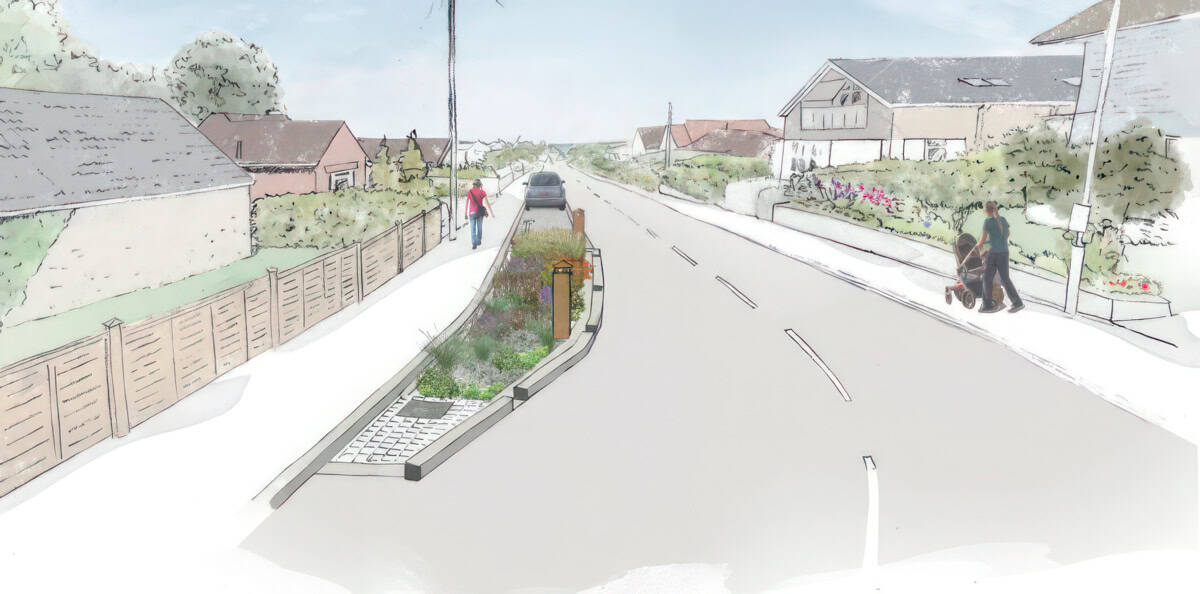 artist's impression of the Gurnard SUDS system in Woodvale Road