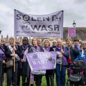 Solent WASPI outside Westminster demo October 2024