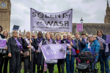 Solent WASPI outside Westminster demo October 2024