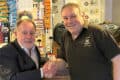 Tim Marshall, Editor of Wightwash congratulating Rod Kellaway at the Newport Ale House