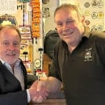 Tim Marshall, Editor of Wightwash congratulating Rod Kellaway at the Newport Ale House