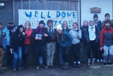 ellie chambers and friends at end of 25 mile walk for Gaza