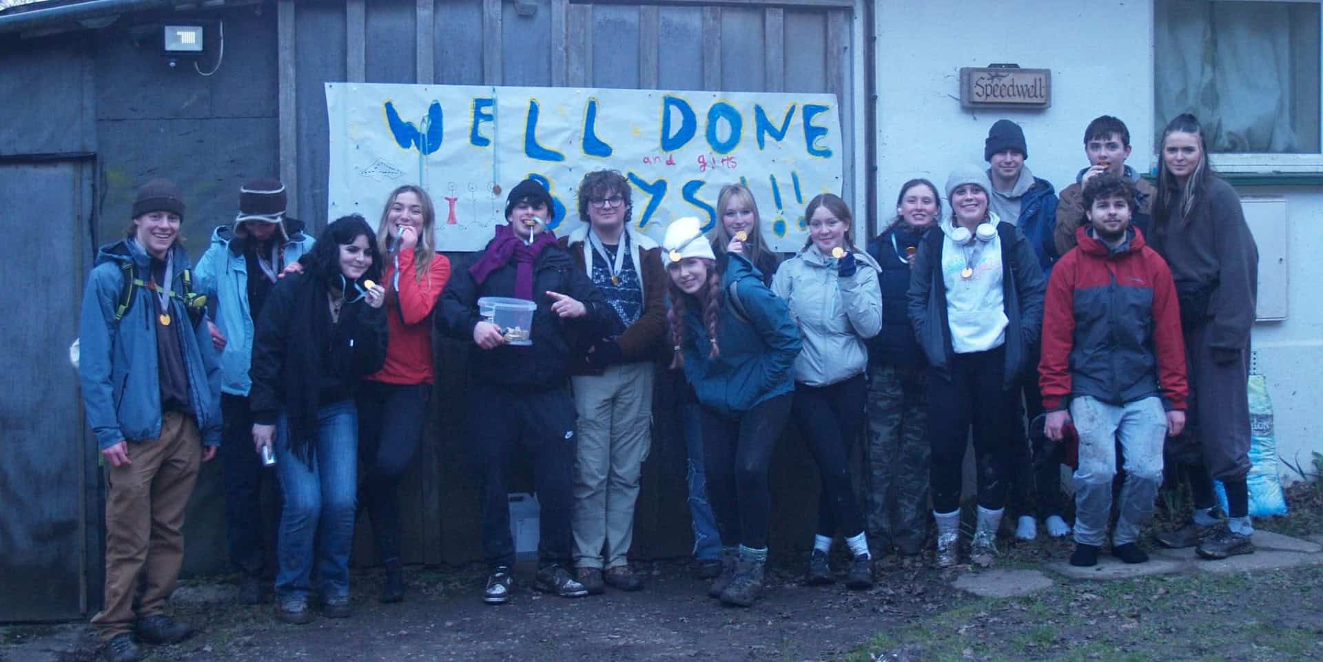 ellie chambers and friends at end of 25 mile walk for Gaza