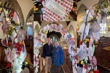 montage on photos from the church showing an arch of 'happy hearts'