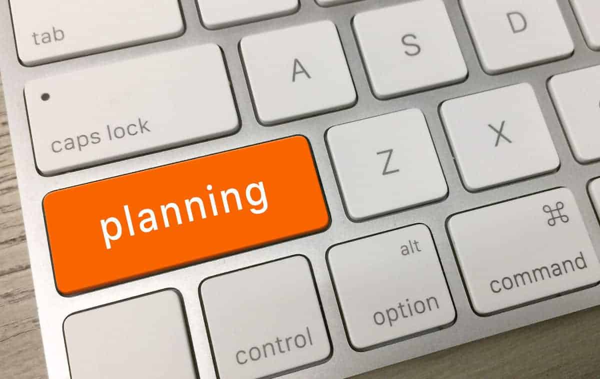 Computer keyboard with shift key replaced by the words 'planning'