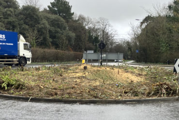 The roundabout after planting destroyed