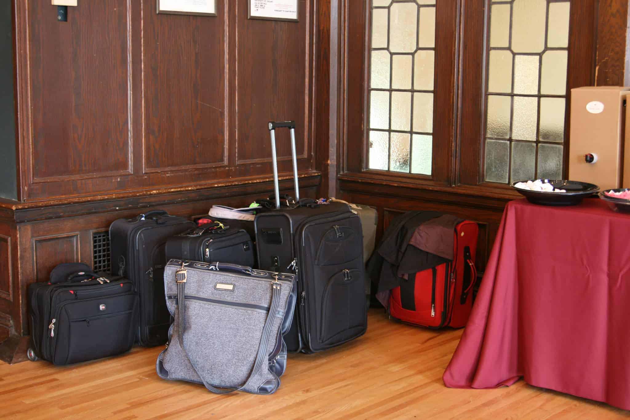 suitcases at hotel reception