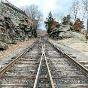 two train lines merging into one