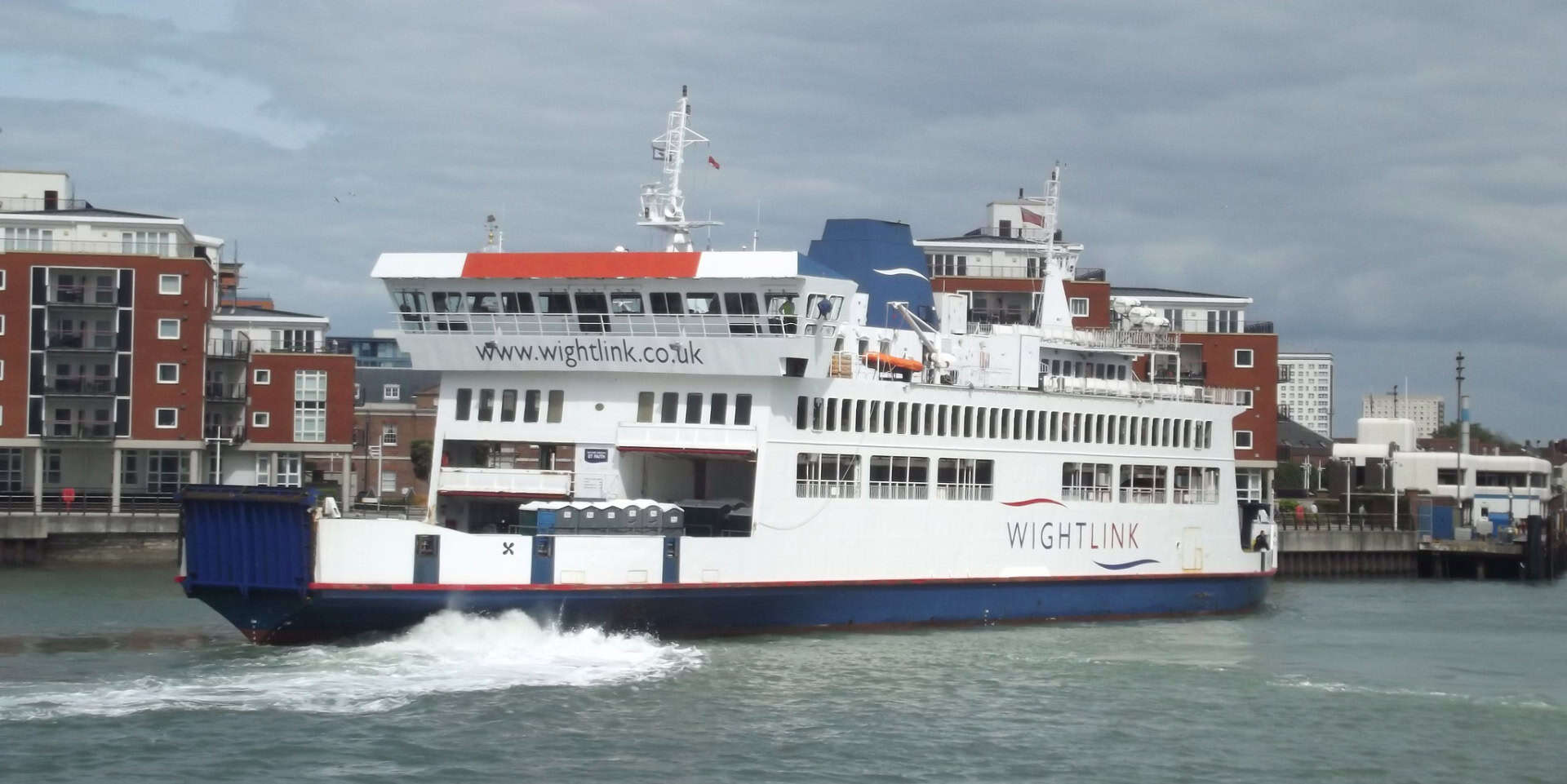 unlabelled wightlink ferry in Portsmouth