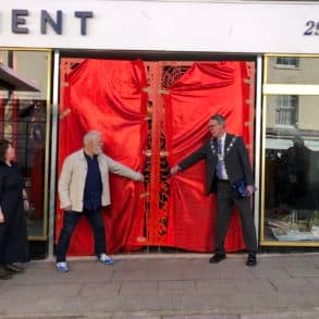 Ryde Mayor Richard May officially opening the front of the building with Sharon and Paul