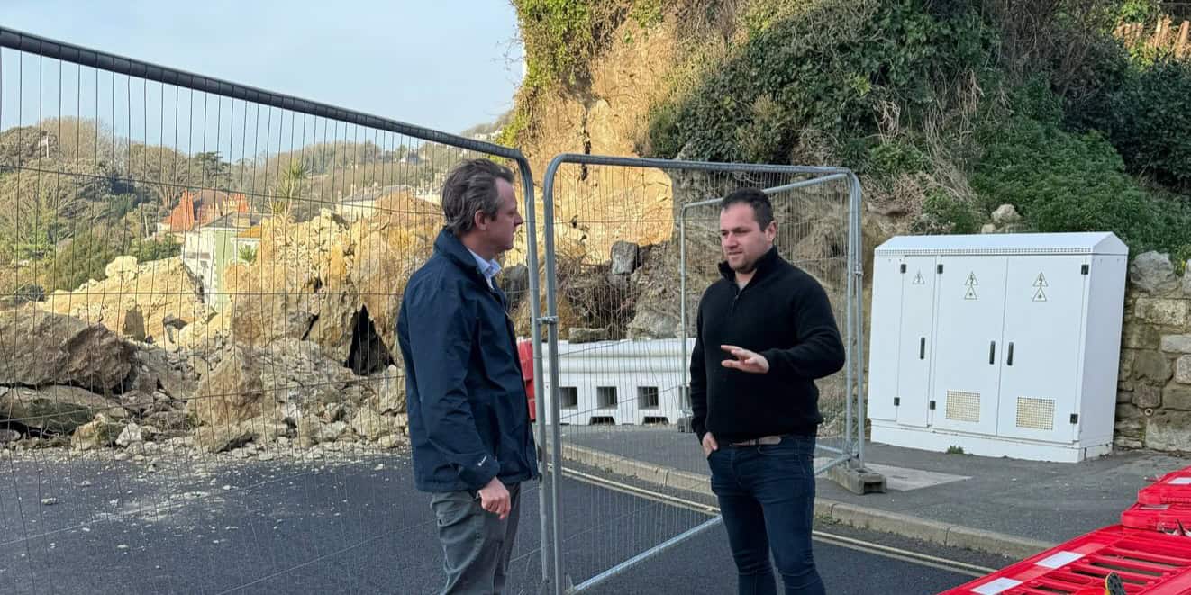 Joe R and Ed Blake by the Ventnor rockfall