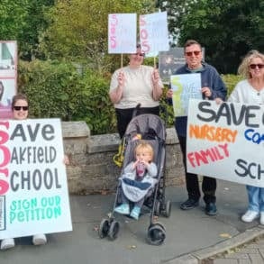 Michael Lilley with Save Oakfield School campaigners