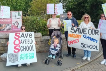 Michael Lilley with Save Oakfield School campaigners