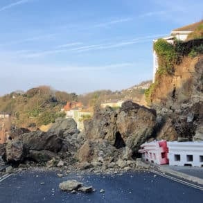 Overhang rock collapse on Belgrave Road