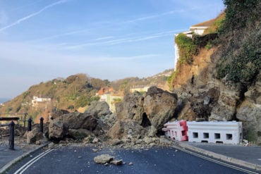 Overhang rock collapse on Belgrave Road