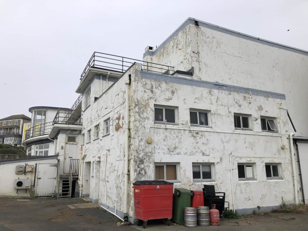 Back of derelict Ventnor Winter Gardens building