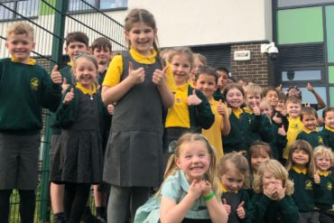 Pupils outside gurnard primary