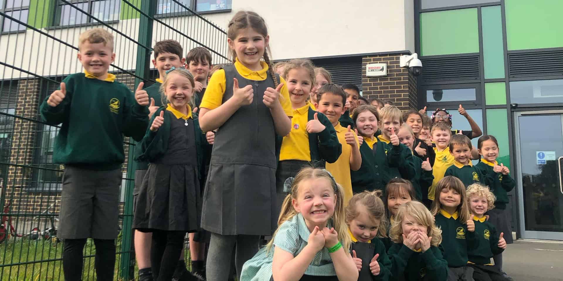 Pupils outside gurnard primary