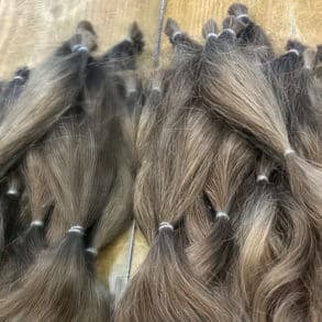 sections of tied hair donated for wig making