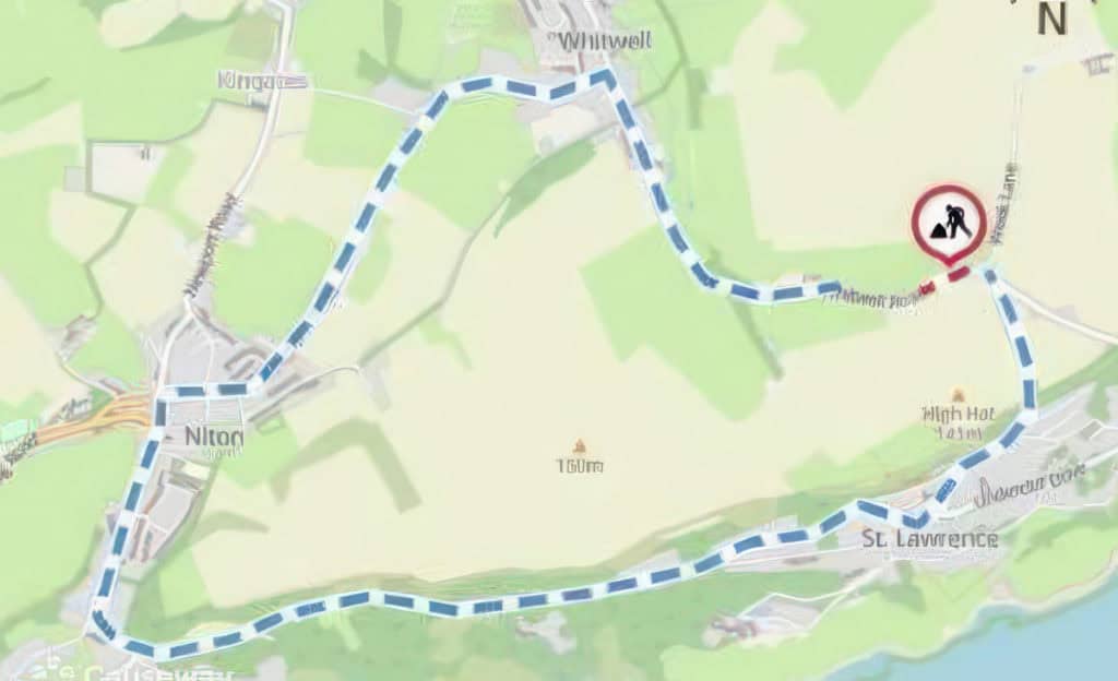 road diversion map showing traffic along Undercliff Drive