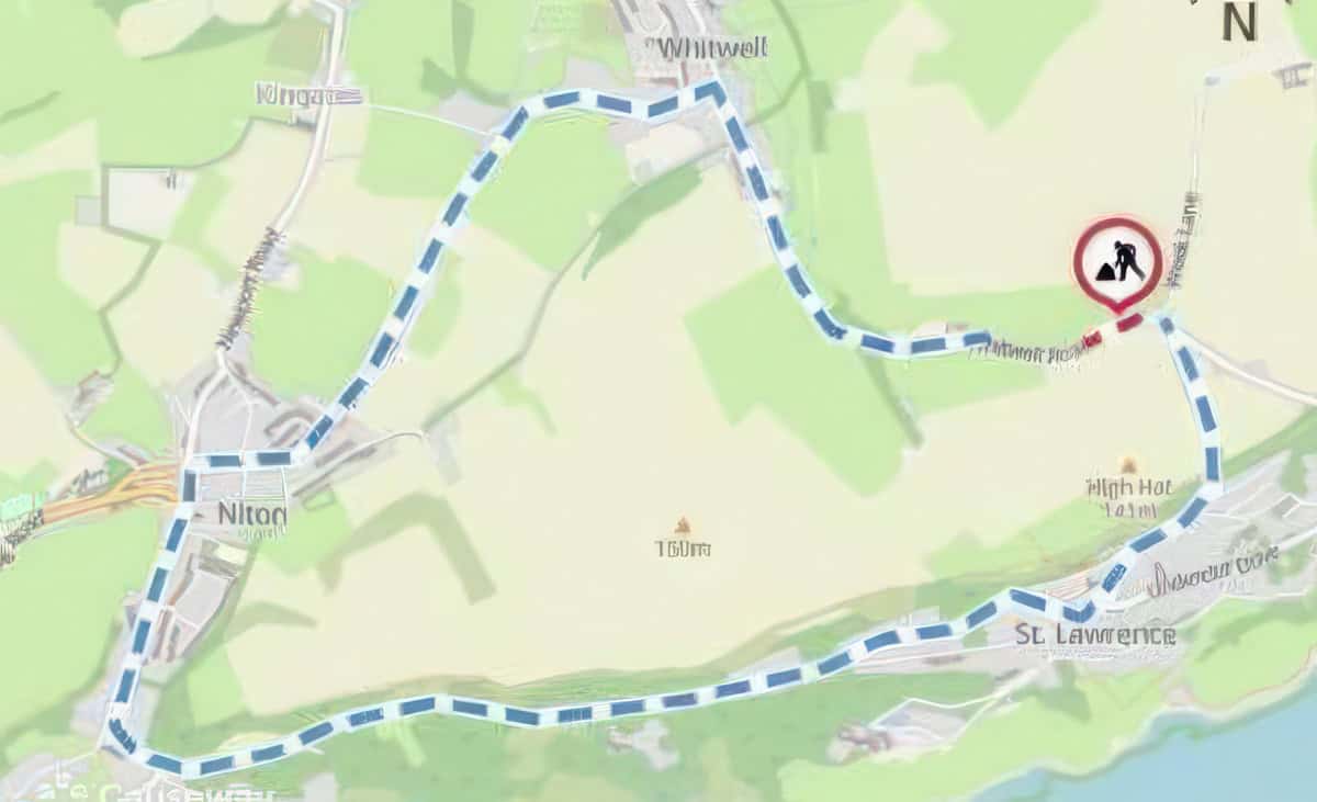 road diversion map showing traffic along Undercliff Drive