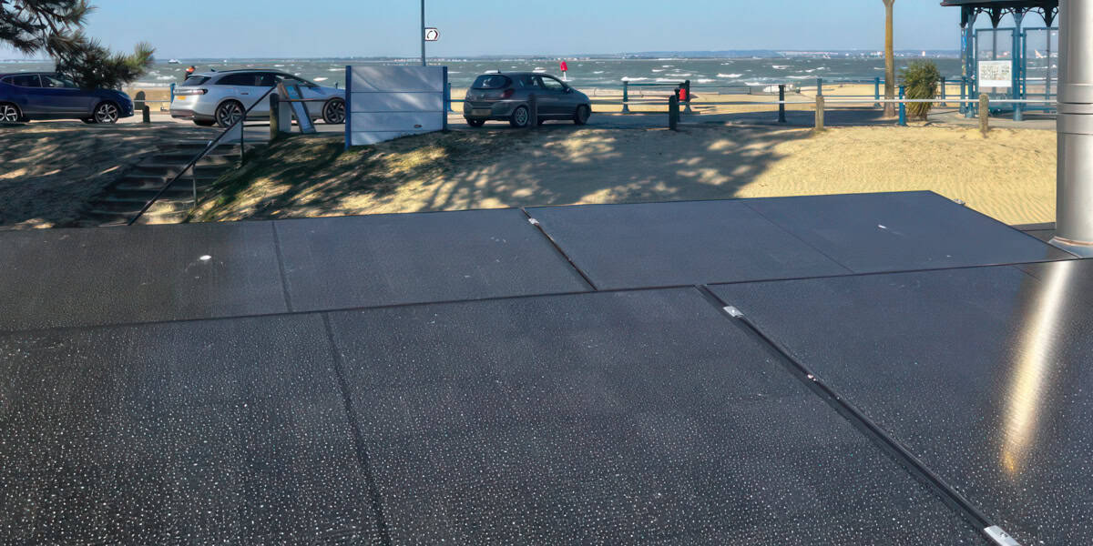 solar panels outside waterside pool