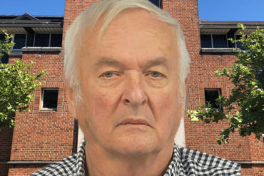 Keith Matthews mugshot laid over background image of the entrance of the Magistrates and Coroners court