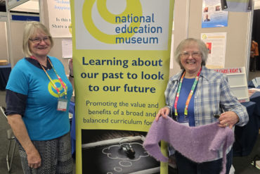 Sheena Wright (Museum trustee), Helen Shreeve (mohair scarf knitter)