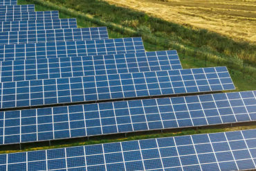 Computer generated image of solar farm at Sunny Oaks
