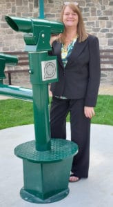 East Cowes Mayor, Tracey Reardon, with talking telescope