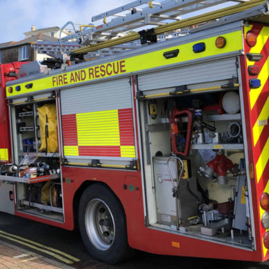 Fire engine on Ventnor seafront