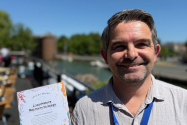 James Brewer with 10 Steps to Nature Recovery leaflet