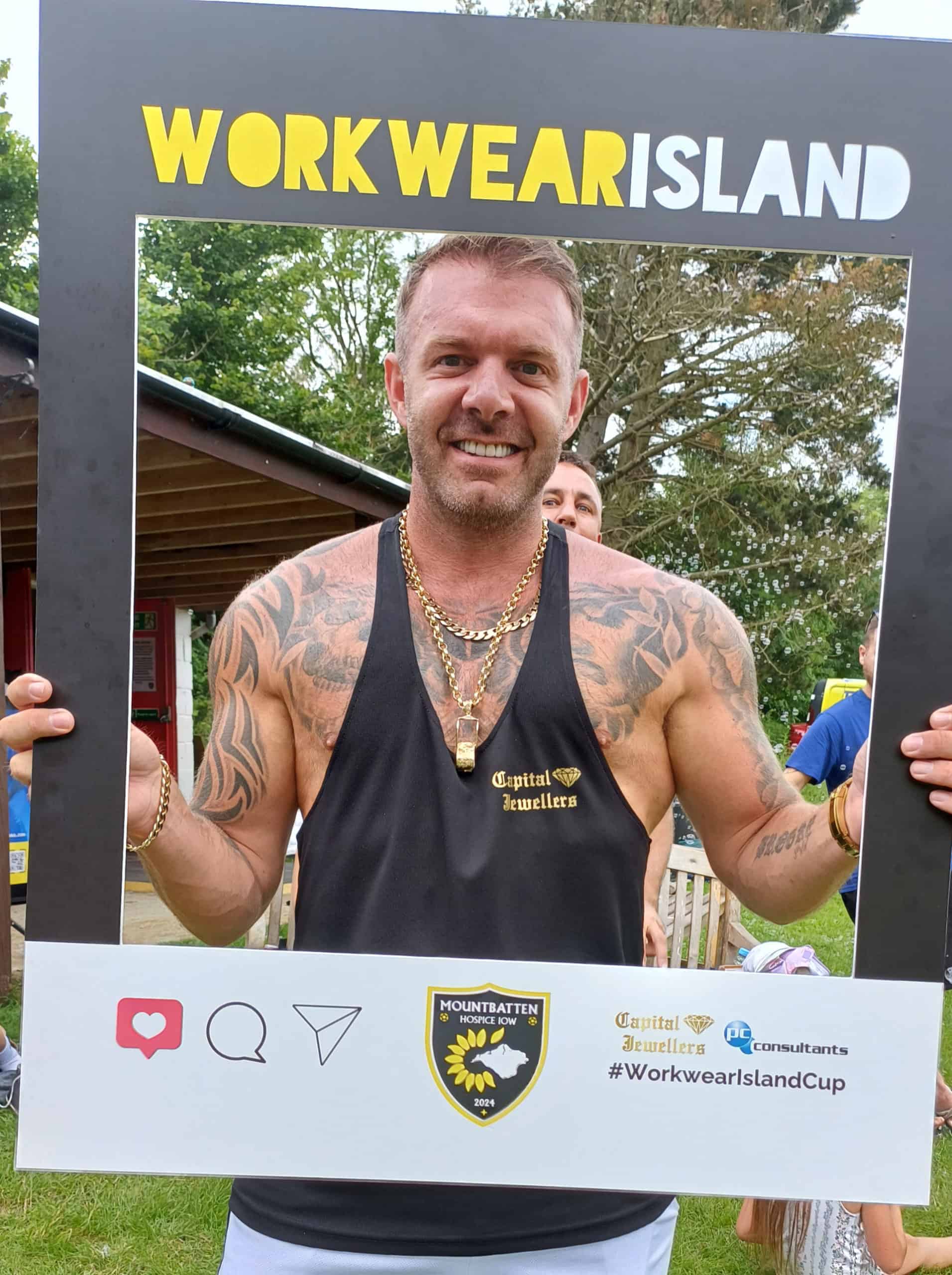 Rob from Capital Jewellers at the Workwear Island charity football match