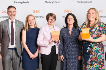Sarah Woolnough, Chief Executive of The King’s Fund; Richard Quigley, MP for Isle of Wight West; Cat Perrin, Head of Fundraising at IOWYT; Jo Dare, Chief Executive of IOWYT; Kay Boycott, Chair of IOWYT; Kathy Whitewood, Head of Counselling and Wellbeing at IOWYT; Sir John Symonds, Chair of GSK